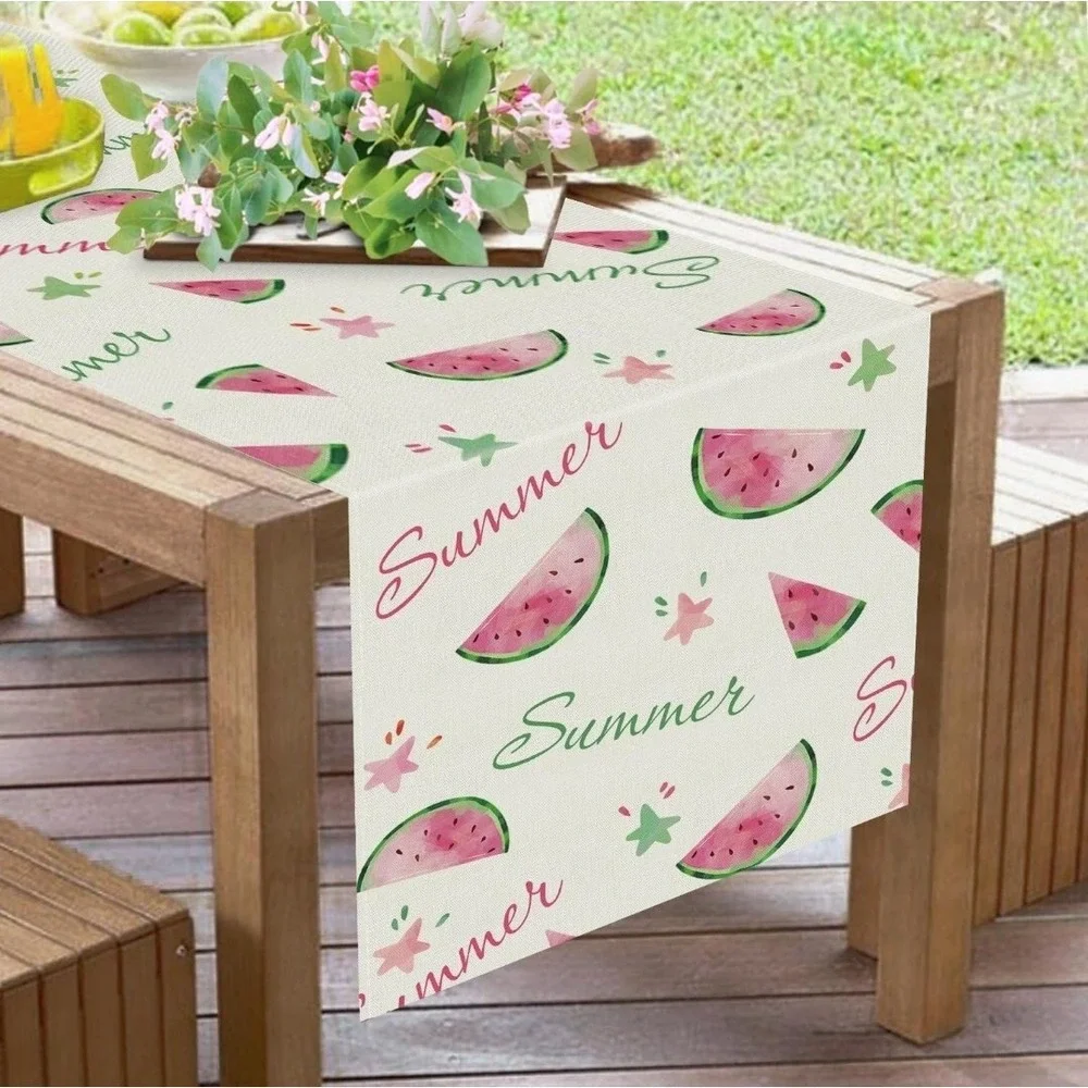 Summer Table Runner Pink Watermelon Star Table Runners Size: 13 in. x 72 in. New